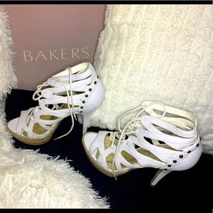 Bakers white caged heels